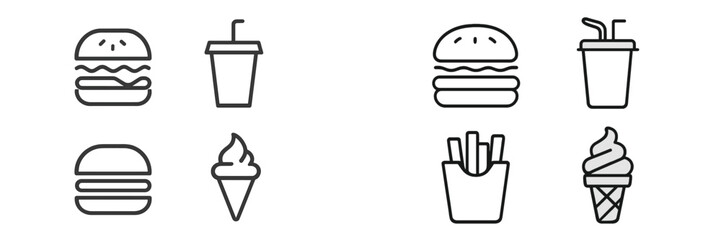Enjoying delicious fast food items in a minimalistic vector style
