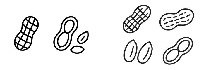 Vector illustration of peanuts and seeds in various styles