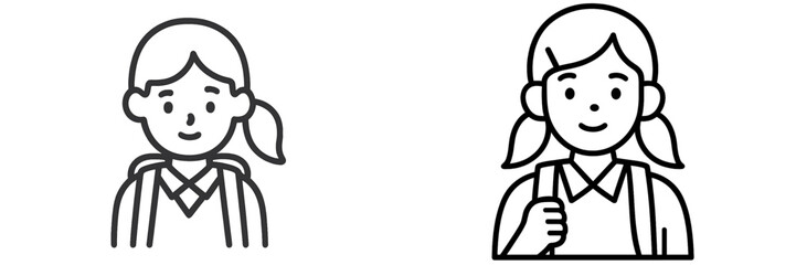 Vector illustration of a young girl smiling with a backpack