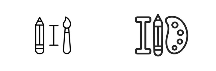 Creative vector illustration of art tools in minimal style