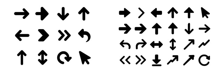 Collection of stylized directional arrows displayed in a vector format