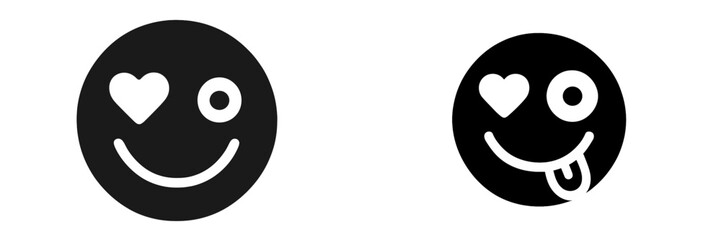 Smiling face icons with heart eyes and playful expressions