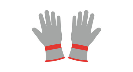 Obraz premium A pair of gray work gloves with red cuffs on a white background