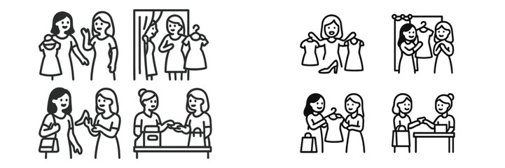 Women shopping for clothes in a boutique setting