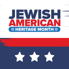 Jewish American Heritage Month. Celebrated annual in May. Jewish American contribution to the history United States. Star of David. Israel symbol. Poster, card, banner and background. Vector