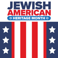 Jewish American Heritage Month. Celebrated annual in May. Jewish American contribution to the history United States. Star of David. Israel symbol. Poster, card, banner and background. Vector