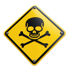 Caution warning sign with skull icon for hazardous materials and toxic danger notification alert