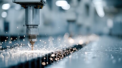 Industrial Robot Arm Welding Metal Components in Factory