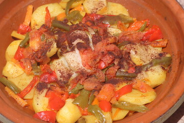 A close-up shot of a fresh moroccan tajine