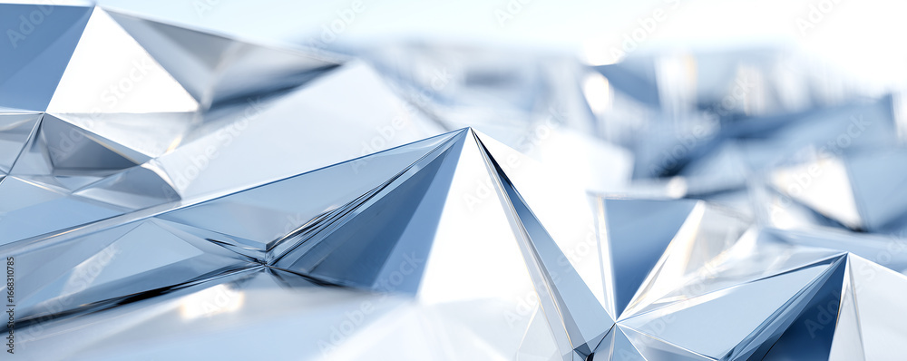 Wall mural abstract white crystalline pattern sharp facets background