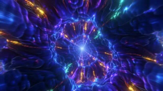 Luminous energy streaming through vibrant interdimensional portal, pulsating with radiant colors, generating immersive cosmic visualization