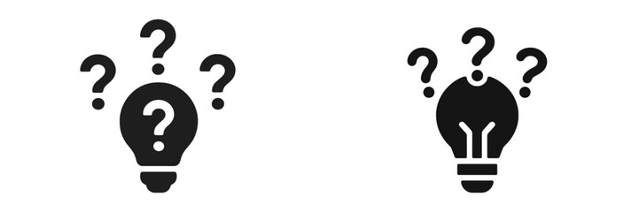 Conceptual representation of ideas with question marks in bulb shape