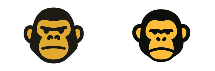 Cartoon monkey faces with distinct expressions in vector style