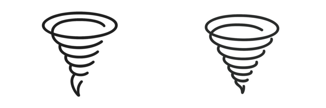 Abstract vector illustration of two tornadoes in black outline style