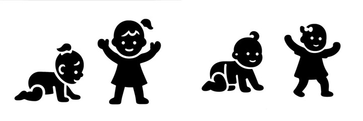 Vector illustration of playful babies engaged in various activities