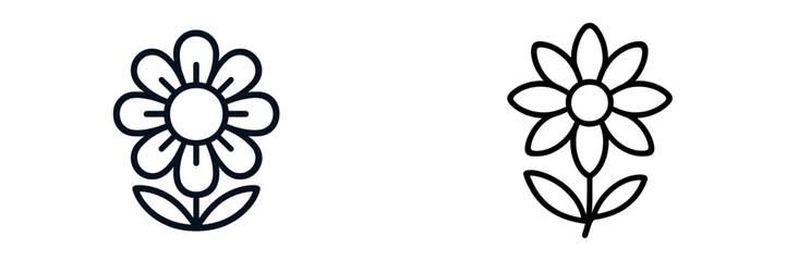 Creative vector illustration of two flower designs in black outline