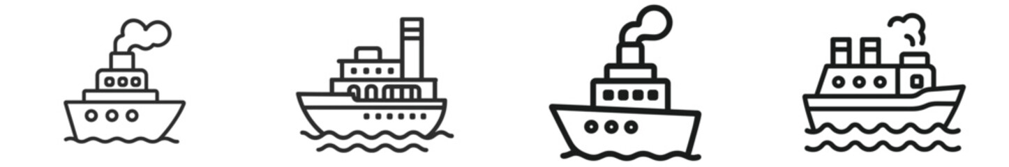 Four unique vector illustrations of different types of boats