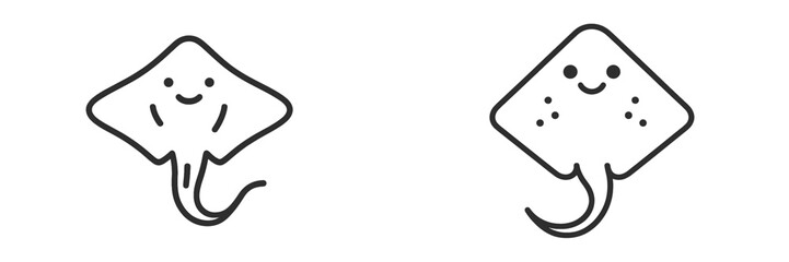 Fun and playful vector illustration of cute stingrays swimming