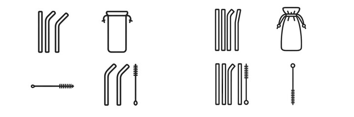 Eco-friendly straws and cleaning tools illustration