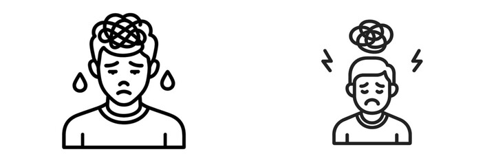 Emotions of anxiety and confusion represented through vector art