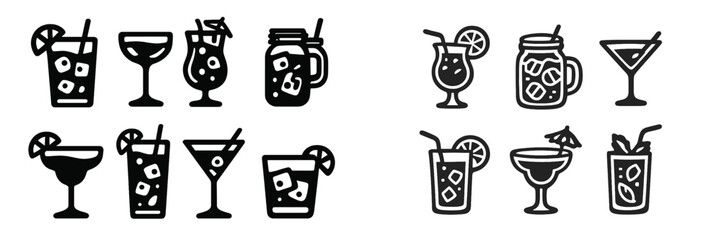 Vector illustrations of various cocktail drinks and beverages