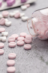 Variety of medicines and drugs.Medicine and healthcare concept.Variety of medicines and drugs.Medicine and healthcare concept.Pill for the prescription and treatment various diseases chemistry