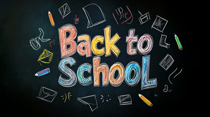 Back to School in the style of chalk drawing, chalk sketch,Generative ai