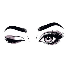 Fototapeta premium Glamorous Eye Makeup Artistry Featuring Bold Lashes and Defined Brows, An Illustration of Feminine Beauty and Cosmetic Style