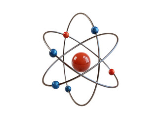 Atomic structure model depicting an element nucleus electrons orbiting paths 3d illustration