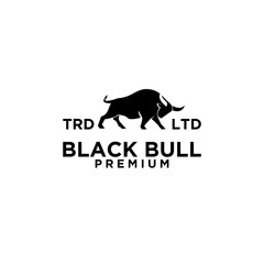 premium black bull logo design
