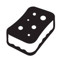 "Sponge or scrubbing silhouette vector icon on white background, symbolizing dishwashing, cleaning, and hygiene."