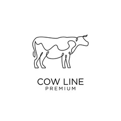 Cow farm line mono single drawing logo icon design