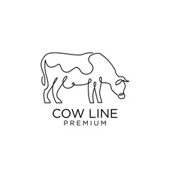 Cow farm line mono single drawing logo icon design
