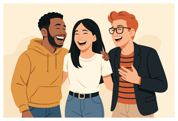 Friendship vector: joyful friends laughing together, happy concept for celebrating friendship day