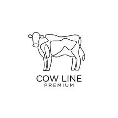 Cow farm line mono single drawing logo icon design