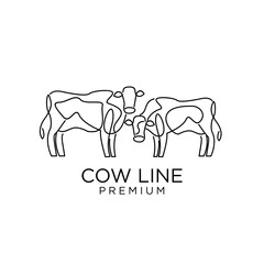 Cow farm line mono single drawing logo icon design