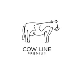 Cow farm line mono single drawing logo icon design