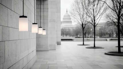 Minimalist Light Fixtures on Urban Building Exterior