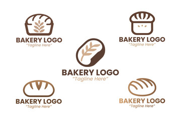 5 Bakery Logo Set Modern Minimalist Food and Beverage Brand Design