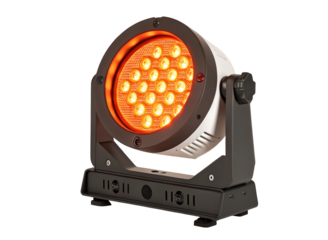 Bright orange LED stage light fixture for theatrical events and professional concert lighting design