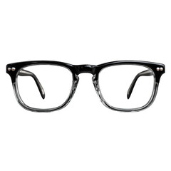 Fototapeta premium Stylish black framed eyeglasses with clear lenses, a fashionable accessory for vision correction and modern style, presented isolated on a transparent background