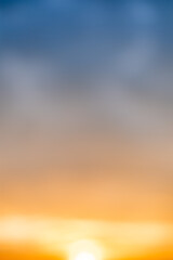 Beautiful , luxury soft gradient orange gold clouds and sunlight on the blue sky perfect for the background, take in evening,Twilight, Large size, high definition landscape photo