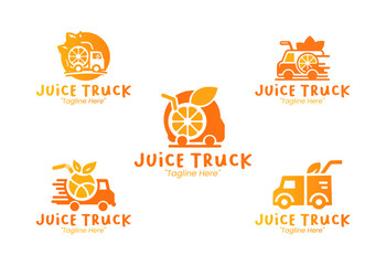 5 Juice Truck Logo Set Modern Minimalist Food and Beverage Brand Design