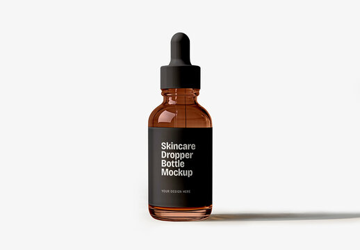 Skin Care Serum Dropper Bottle Mockup for Cosmetic Branding