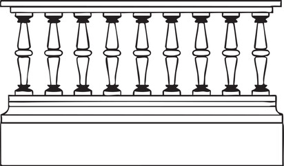 Balustrade vector: decorative railing design, architectural element eps silhouette