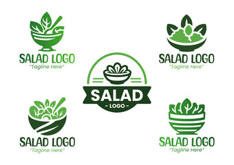 5 Salad Logo Set Modern Minimalist Food and Beverage Brand Design