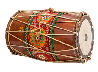 Beautiful traditional Indian dhol drum with intricate design hand-painted craftsmanship culture