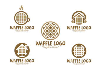 5 Waffle Logo Set Modern Minimalist Food and Beverage Brand Design
