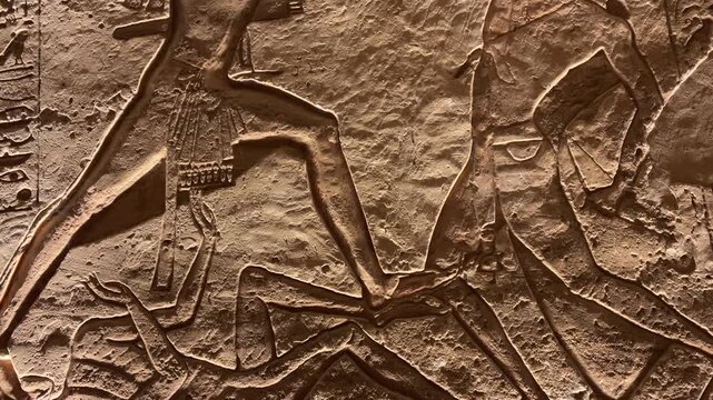 Ramesses II smiting scene relief at Abu Simbel, Egypt