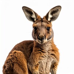 Fototapeta premium Realistic kangaroo isolated on white background and in natural grassland scene